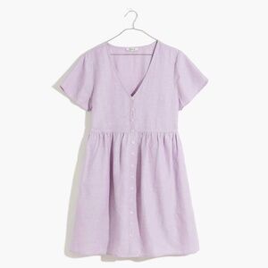 Madewell Linen-Blend Alexandra Button-Front Mini Dress